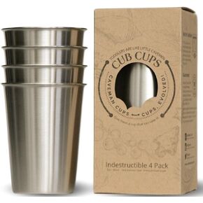 Caveman Premium Heavy Stainless Steel Cups For Kids & Toddlers. Safe Rimless 8oz 4Pack in Saudi Arabia