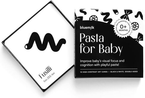 BlueMilk Pasta Baby Bundle Gender Neutral Baby Pregnancy Announcement New Parent Box Unique Italian Foodie Newborn Essentials Book Bodysuit High Contrast Sensory Toys Personalized Postcard Keepsake in Saudi Arabia