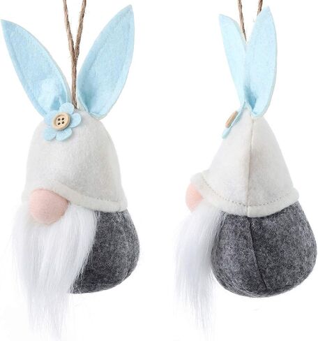 Easter Hanging Bunny Ornaments Set of 10, Colorful Plush Bunny Gnomes for Tree Decorations in Kuwait