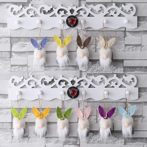 Easter Hanging Bunny Ornaments Set of 10, Colorful Plush Bunny Gnomes for Tree Decorations in Kuwait