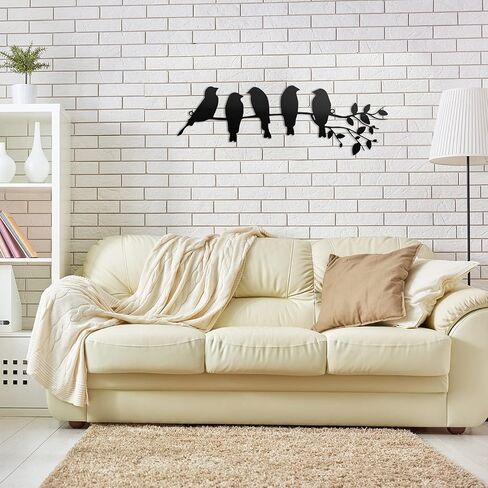 Ferraycle Metal Bird Wall Art Birds on the Branch Wall Decor Leaves with Birds Metal Sculpture Bird Silhouette Metal Ornament Branch Wall Hanging Sign for Balcony Garden Home Decor (Black) in Saudi Arabia