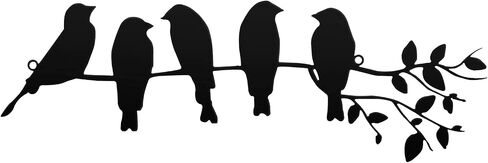 Ferraycle Metal Bird Wall Art Birds on the Branch Wall Decor Leaves with Birds Metal Sculpture Bird Silhouette Metal Ornament Branch Wall Hanging Sign for Balcony Garden Home Decor (Black) in Saudi Arabia