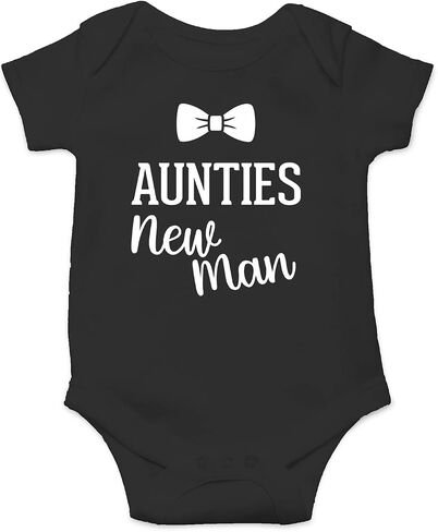 Funnwear Auntie's New Man - Auntie Loves Me New Aunt Reveal - رومبير للرضع لطيف ومضحك، بدلة أطفال من قطعة واحدة in Kuwait