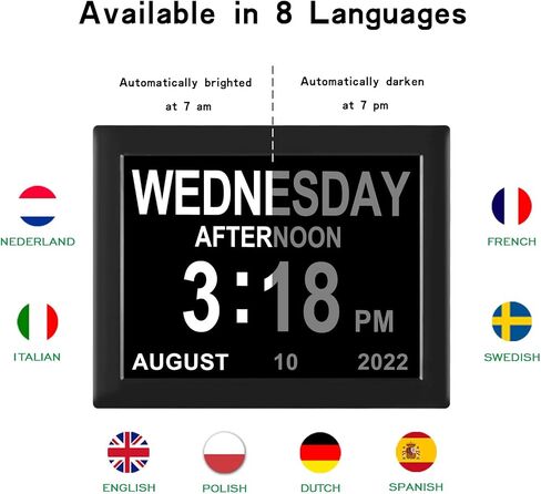 Medication Reminder Digital Calendar Dementia Day Date Time of The Week Clock for Seniors Elderly Impaired Vision Memory Loss Clock in Saudi Arabia