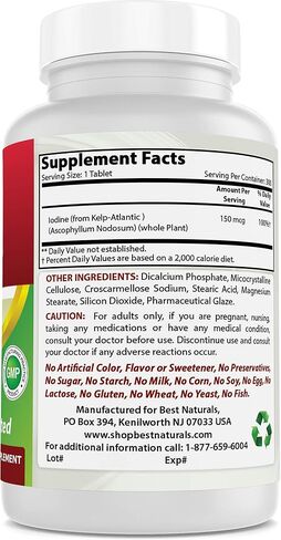 Best Naturals Kelp Supplement 150 Mcg Tablet, 300 Count in Saudi Arabia