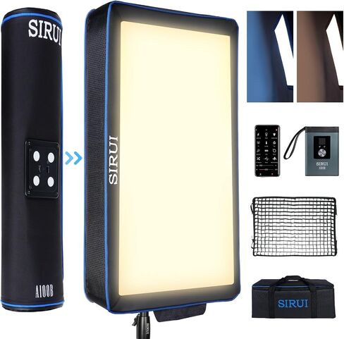 SIRUI LED ضوء فيديو قابل للنفخ تلقائيًا، ثنائي اللون 100 واط Softbox Video Lighting APP/لوحة التحكم، قابل للتعتيم 2800-8500K، 12 تأثيرات ضوئية للتصوير الفوتوغرافي في الهواء الطلق على YouTube -A100B in Kuwait