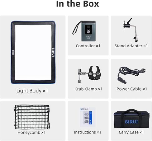 SIRUI LED ضوء فيديو قابل للنفخ تلقائيًا، ثنائي اللون 100 واط Softbox Video Lighting APP/لوحة التحكم، قابل للتعتيم 2800-8500K، 12 تأثيرات ضوئية للتصوير الفوتوغرافي في الهواء الطلق على YouTube -A100B in Kuwait