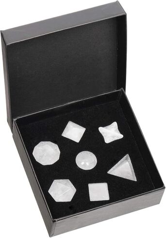 Nupuyai Pack of 7 Natural Black Obsidian Healing Platonic Solids Crystal Set with Merkaba Star Geometry Energy Stone Kit for Reiki Meditation Home Decor in Kuwait