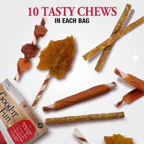 مجموعة متنوعة للعطلات من Good'n'Fun، علبة واحدة مكونة من 12 عبوة فردية مكونة من 10 قطع من مجموعة متنوعة من Good 'n' Fun للعطلات، وجبات خفيفة للعطلات لجميع الكلاب، P-94167 in Kuwait