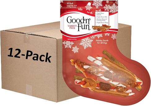 مجموعة متنوعة للعطلات من Good'n'Fun، علبة واحدة مكونة من 12 عبوة فردية مكونة من 10 قطع من مجموعة متنوعة من Good 'n' Fun للعطلات، وجبات خفيفة للعطلات لجميع الكلاب، P-94167 in Kuwait