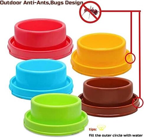تيسون وعاء طعام مرتفع للكلاب والقطط والجراء بتصميم دائري مضاد للانسكاب وملون ومضاد للنمل، وعاء طعام للحيوانات الصغيرة in Kuwait