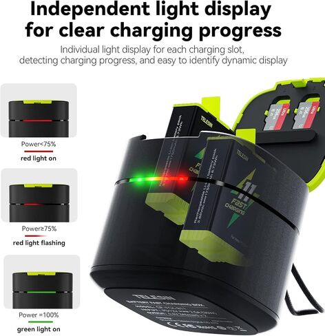 TELESIN° Battery Charger for GoPro, Super Fast Enduro Battery Charger - 30mins Full, Compatible for Gopro Hero 12/11/10/9 Battery in Saudi Arabia