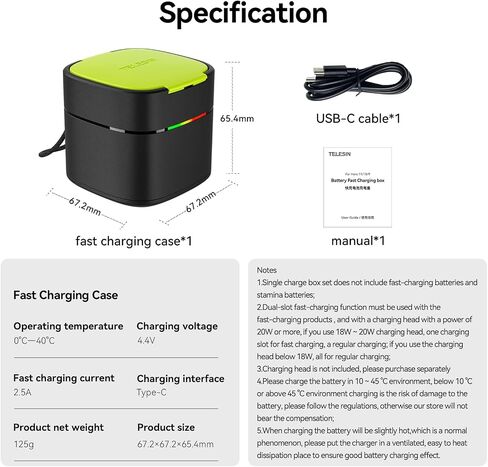 TELESIN° Battery Charger for GoPro, Super Fast Enduro Battery Charger - 30mins Full, Compatible for Gopro Hero 12/11/10/9 Battery in Saudi Arabia