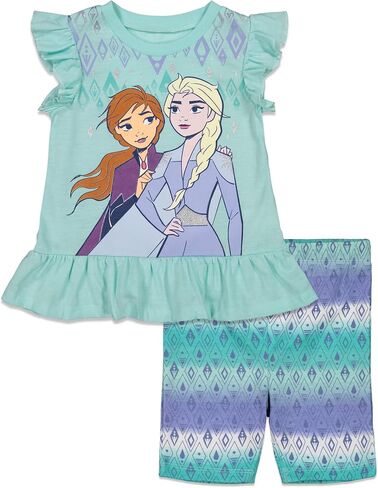 Disney Frozen Princess Anna Elsa Baby Girls T-Shirt and Shorts Outfit Set Infant to Little Kid in Saudi Arabia