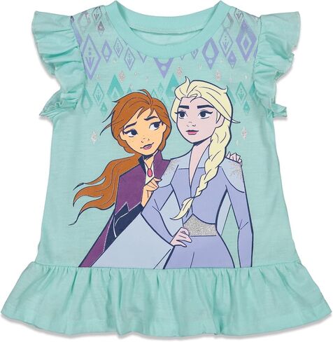 Disney Frozen Princess Anna Elsa Baby Girls T-Shirt and Shorts Outfit Set Infant to Little Kid in Saudi Arabia
