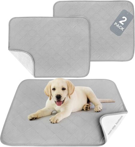 وسادات تبول للكلاب قابلة للغسل، عبوتان من وسادات الجراء مقاس 45.72 سم × 60.96 سم، مستلزمات الكلاب الأليفة، وسادات الجراء، وسادات تدريب الحيوانات الأليفة، وسادة إنجاب فائقة الامتصاص للبول، وسادات تدريب مضادة للانزلاق لركن لعب الكلاب، والقفص، والأريكة in Kuwait