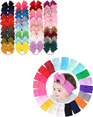 60 قطعة طفلة Headbands الطفل فيونكات شعر Headbands لينة النايلون العصابات الشعر إكسسوارات الشعر للأطفال حديثي الولادة طفل الفتيات الرضع in Kuwait