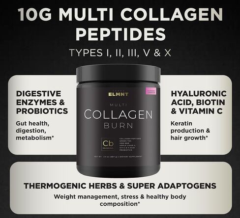 Super Collagen Burn - Premium Collagen Powder for Women Weight & Beauty w. Apple C Vinegar, Probiotics, KSM66, Green Tea, VIT C & Biotin - Ultra Pure Multi Collagen Protein Supplement (Pink Lemonade) in Saudi Arabia
