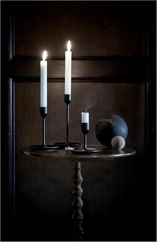 IKEA FULLTALIG Candlestick, set of 3 Powder Coating Black Aluminum Candlestick Holder for taper candles, Table Romantic for Wedding, Birthday, Dinner Home & Bar Decorative (No LED Candle Included) in Saudi Arabia