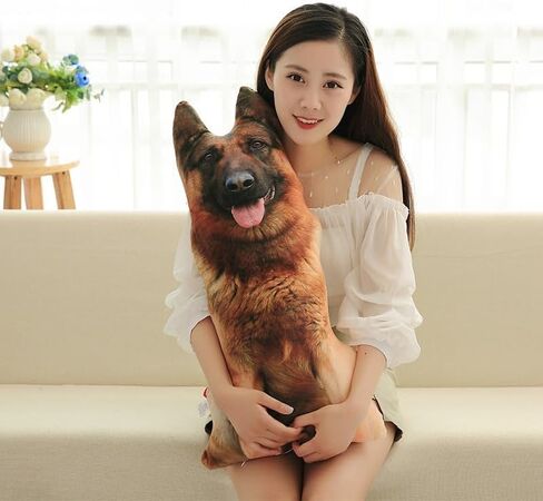 XIAOHONG 3D الكلب رمي وسادة محشوة الحيوان رمي وسادة وسادة بلوشي دمية ثلاثية الأبعاد محاكاة الكلب أفخم وسادة وسادة الحيوانات المحشوة لعبة للأطفال، كرسي أريكة ديكور المنزل (كلب الصيد) in Kuwait