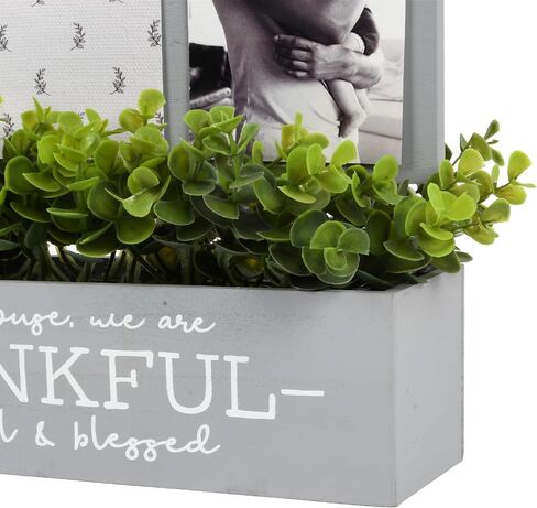3-Opening Thankful Faux Eucalyptus Planter Clip Frame Collage in Gray, Holds (3) 4x6 Photos in Saudi Arabia