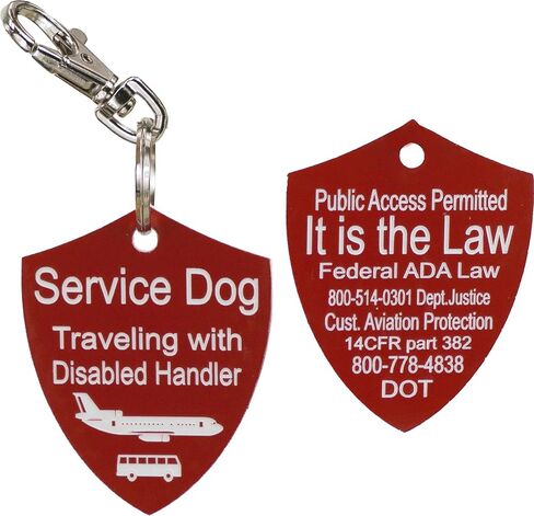 ActiveDogs 2"x2.5" Engraved Service Dog Travel ID Tag, Double-Sided Working K9 Plastic Pet Shield Tag - Red in Saudi Arabia