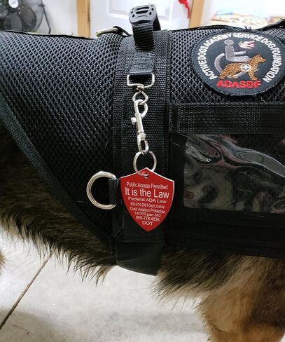 ActiveDogs 2"x2.5" Engraved Service Dog Travel ID Tag, Double-Sided Working K9 Plastic Pet Shield Tag - Red in Saudi Arabia