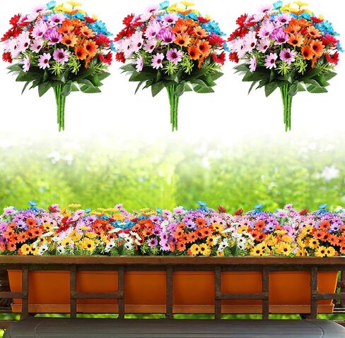 Zeyune 30 Bundles Artificial Daisies Flowers, Sunflowers Artificial Flowers Daisy Mums Fake Flowers, Outdoor UV Resistant for Hanging Planter Home Wedding DIY Garden Porch Window Office in Saudi Arabia