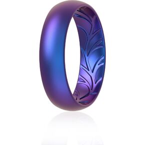 ThunderFit Women Silicone Wedding Bands, Breathable Leaf Cross Pattern Wedding Rings - 5.5 mm Wide
