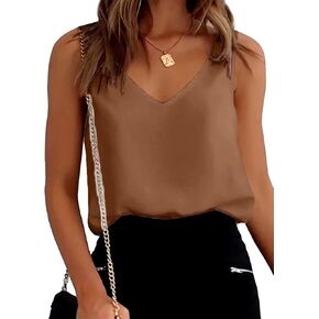 Y YOLITEE Womens Silk Satin Tank Top V Neck Sleeveless Camisole Shirts S-XXL