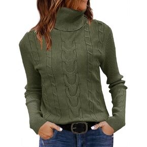 LEANI Womens 2023 Turtleneck Sweaters Cable Knit Long Sleeve Pullover Sweater Jumper