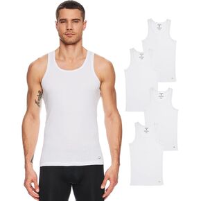 Joe Boxer Mens Tank Tops 4-Pack - Tag Free Cotton Rib A-Shirts for Men Pack of 4 - Men's Undershirts - Tank Tops for Men