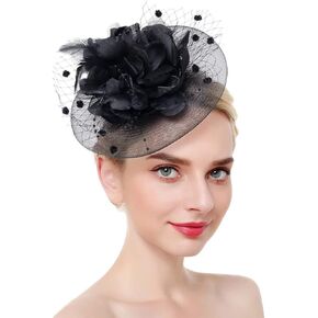 Song Qing Women Fascinator Hats Mesh Flower Feather Fascinators Derby Hat Wedding Church Tea Party Headpiece