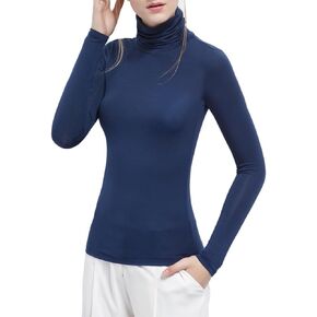 قمصان BeulviK ذات الياقة المدورة للنساء ذات الرقبة السلحفاة وأكمام طويلة للنساء، قمصان أساسية ذات طبقة خفيفة الوزن وملابس داخلية حرارية in Kuwait