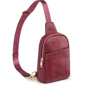 S-ZONE Genuine Leather Sling Bag for Women Men Small Crossbody Sling Bags Chest Purse for Travel Trendy