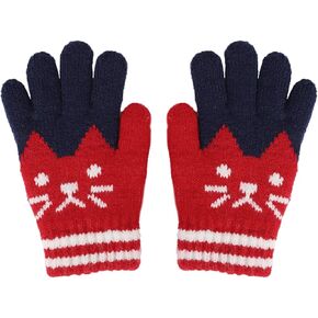 PURFUN Cat Design Winter Warm Skate Cycling Ski Knitted Gloves for 3-6 Yrs Girls Boys