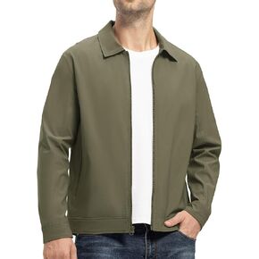 YSENTO Men's Light Jackets Lightweight Bomber Jackets Collared Work Golf Windbreakers with Zip Pockets in Kuwait