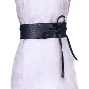 TOP HUNTER Women Faux Leather Obi Style Belt, Retro Lace Up Wide Wrap Waist Belt for Party Casual Fashion in Kuwait