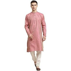 Sojanya (Since 1958, Men's Jacq Silk Self design Kurta & Off-White Churidar Pyjama Set in Kuwait