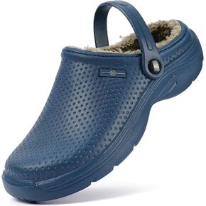 Men's Women's Lined Clogs Winter Waterproof Slippers Slip On Garden Shoes Non-Slip Home House Slipper Indoor Outdoor Mules with Soft Fleece Lining