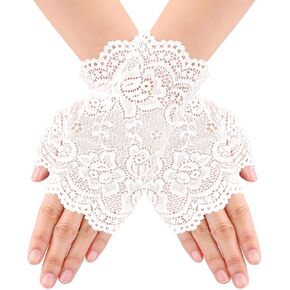 Women Short Lace Gloves Fingerless Floral Gloves Bridal Wedding Gloves Tea Party Gloves for Opera Evening Dinner Party in Saudi Arabia