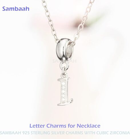 Alphabet Charm Letter Beads Solid 925 Sterling Silver with Cubic Stones, Complete A~Z Gift Options fit Pandora European Bracelets (M) in Saudi Arabia
