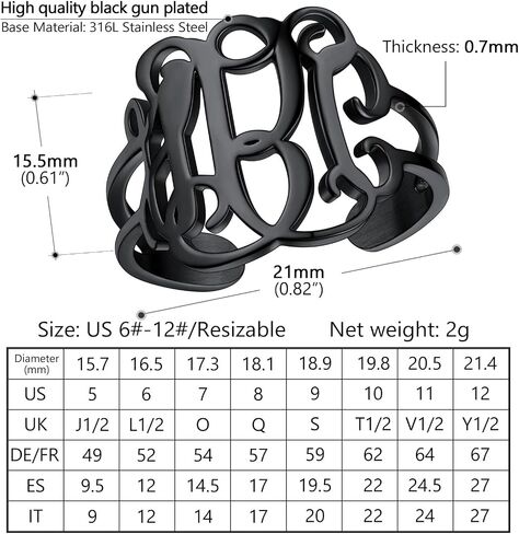 PROSTEEL خواتم عصرية قابلة للتكديس للنساء، 316L من الفولاذ المقاوم للصدأ خاتم مخصص للاسم/خاتم جوهرة الميلاد، حلقات ميدي لمفاصل الإبهام والخنصر قابلة للتعديل، تأتي في صندوق هدايا in Saudi Arabia