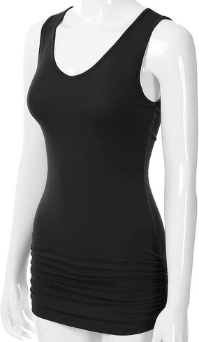 EIMIN Women's V-Neck Cami Sleeveless Stretch Comfy Shirring Tank Top (S-3XL) in Kuwait