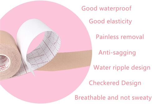 DLAIVOR Breast Tape, with 10Pcs Reusable Nipple Cover, Waterproof Adhesive push up tape Breathable Chest Support Tape in Kuwait
