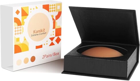 Konikit 2 أزواج أغطية الحلمات مع رفع للنساء قابلة لإعادة الاستخدام الحلمة منصات لاصقة فطائر اللحم غطاء الحلمة مع صندوق السفر in Kuwait