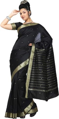Sanskruti India Womens Indian Ethnic Traditional Banarasi Art Silk Saree Sari Wrap Fabric Dress Drape in Kuwait