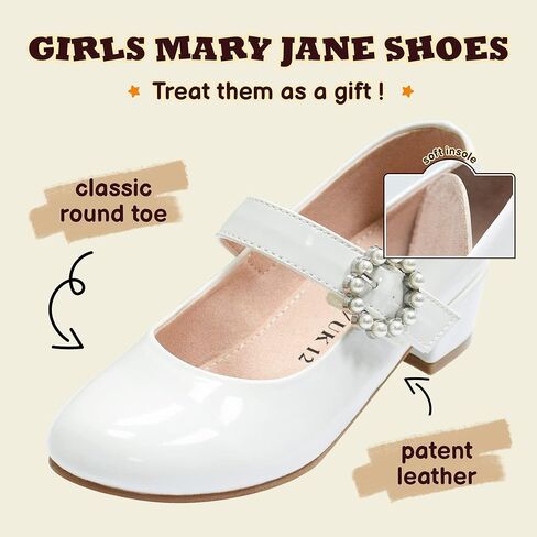 Girls Dress Shoes Mary Jane Shoes for Girls Wedding Flower Girl Shoes Princess Party School Shoes Low Heel Flats for Little/Big Kids in Kuwait