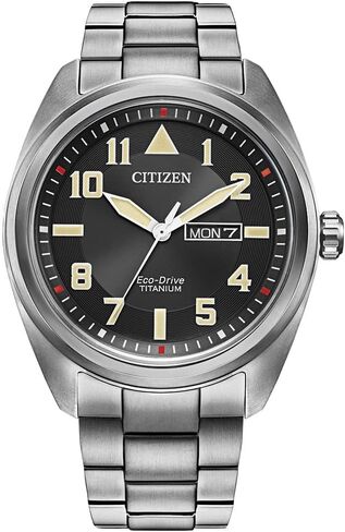Citizen Men's Sport Casual Garrison 3-Hand Day/Date Eco-Drive Watch, Arabic Markers, Super Titanium®, Sapphire Crystal, Field Watch in Kuwait