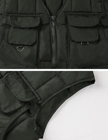 Lentta Men's Quilted Puffer Vest 10 Pockets V Neck Zip Up Lightweight Fishing Vest Jacket Multi Pockets in Saudi Arabia